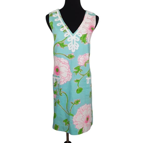 Lilly Pulitzer Sidonie Shift Dress Fresh Water Bursting Blooms Engineered Sz 2 - Picture 2 of 12